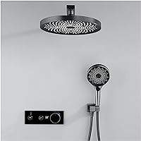Shower System with LED Digital Display Shower Faucet Set Wall Mounted Rain Shower Combo Set 2 Functions Tub and Shower Trim Kit with Handheld Shower, Rain Shower Head(Hot and Cold