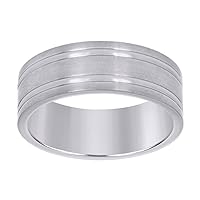 Stainless Steel Mens Double Grooved Brushed Comfort fit Fashion Band Ring Jewelry Gifts for Men - Ring Size Options: 10 11 12 13 14 7 8 9
