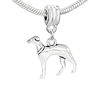 Greyhound Dog Charms for European Snake Chain Style Spacer Bead Stopper