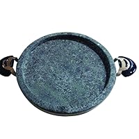 Gobdol Korean Circular Type BBQ Stone Grill,Korean Natural Stone Home Plate Pork Belly Roasting BBQ Pan, Stone Plate Stovetop Barbecue Grill Pan (11.8