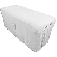 Microfiber Massage Table Skirt by Body Linen - Massage Table Bed Skirt to Fit Standard Size Massage Tables - Lightweight, Super Soft and Stain-Resisting - White