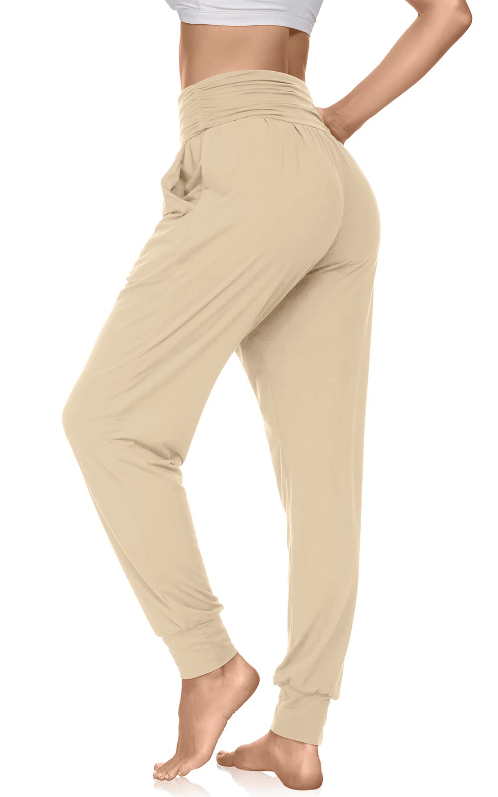 UEU Women's Cozy Yoga Joggers Pants Loose Workout Sweatpants Comfy Lounge Pants with Pockets