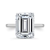 Kiara Gems 4.50 CT Emerald Moissanite Engagement Rings 10K 14K 18K Solid Gold Moissanite Diamond Ring 925 Sterling Silver Solitaire Engagement Ring Wedding Ring Women