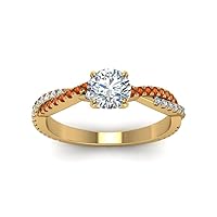 Choose Your Gemstone Twisted Vine Diamond CZ Ring Yellow Gold Plated Round Shape Side Stone Engagement Prong Setting Birthstone Ring for Womens & Girls Size US 4 to 12