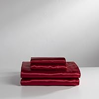 Satin Luxury Sheet Set Full Red 4-Piece Set