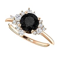 2.00 CT Gatsby Black Diamond Engagement Ring 14k Rose Gold, Cluster Genuine Black Diamond Ring, Scatter Black Onyx Ring, Unique Black Proposal Ring, Amazing Rings For Her