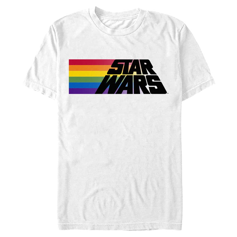 Star Wars Big & Tall Rainbow Stripe Logo Men's Tops Short Sleeve Tee Shirt, Black, 5X-Large