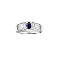 Rylos Men's Sterling Silver Classic Designer Ring - 6X4MM Oval Gemstone & Sparkling Diamond - Birthstone Rings for Men - Available in Sizes 8 to 13