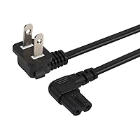 [6-Feet] TV Power Cord, LCD TV Power Cable 90° Angled 2-Prong Figure 8 Power Cord Angled L-Type IEC C7 (Figure 8) Replacement Power Cord for Samsung TV Monitors, IEC C7 to Nema 1-15P