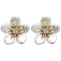 Lonna & Lilly Women's Gold-Tone and White Flower Stud Earrings, 0.5