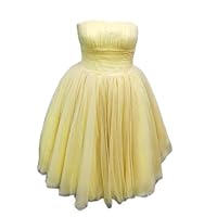Strapless Bridesmaid Dresses Knee Length Tulle Party Prom Gowns for Women