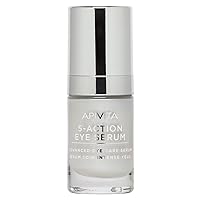 APIVITA 5-Action Eye Serum: 0.51 Fl Oz. Reduces dark circles, fine lines, enhances elasticity, and provides antioxidants. Contains White Lily, Hyaluronic Acid, Aloe, and Copper Complex.