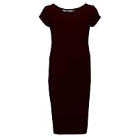 Girls Bodycon Plain Short Sleeve Long Length Dresses - Midi Dress Chocolate 5-6