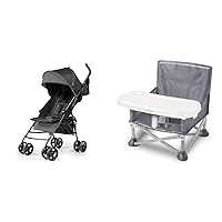 Summer Infant, 3D Mini Convenience Stroller – Lightweight Stroller & Pop 'N Sit Portable Booster Chair, Floor Seat, Indoor/Outdoor Use, Compact Fold, Grey