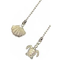 Sea Turtle & Beach Shell Fan Light Pull Chain Set