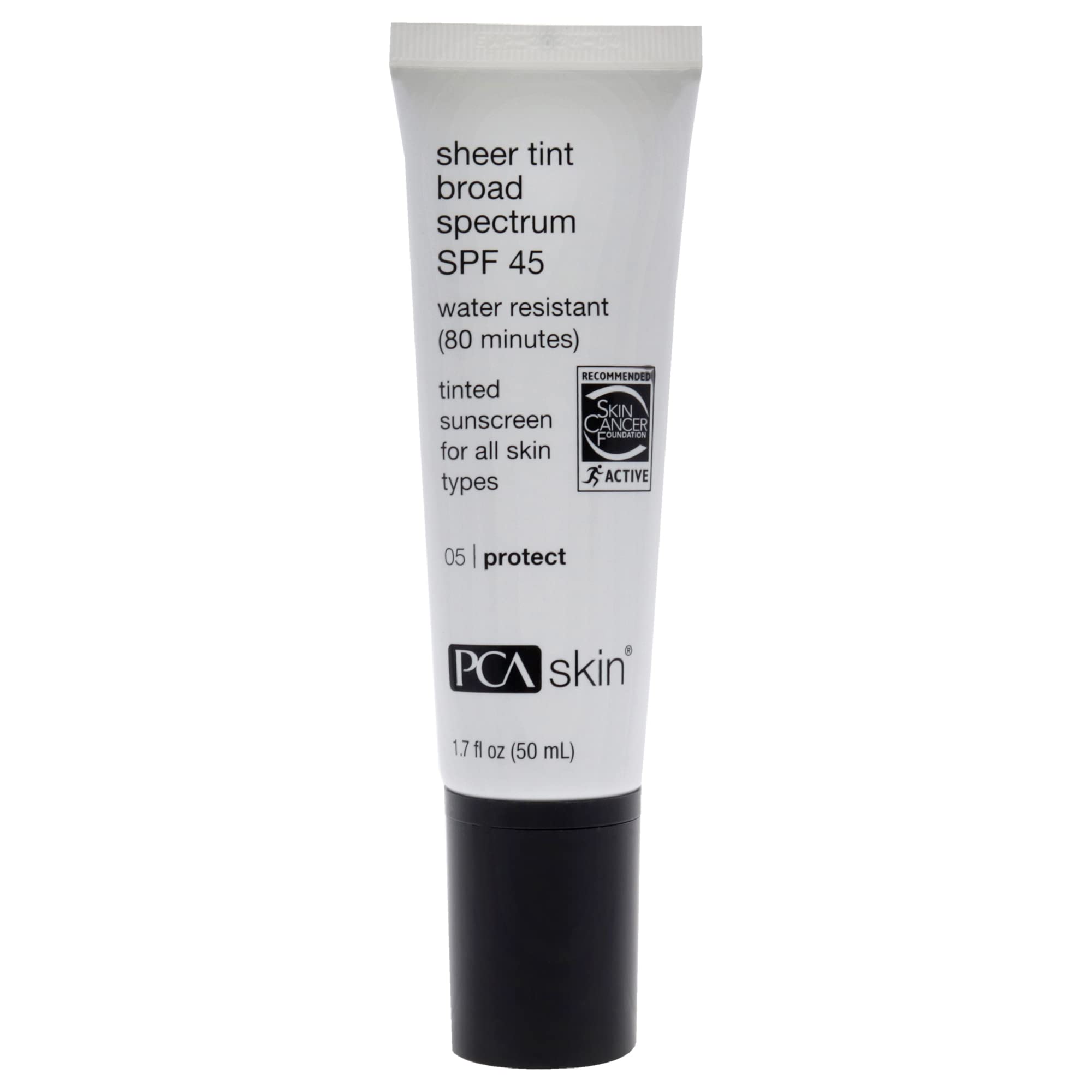 PCA SKIN Sheer Tint Broad Spectrum SPF 45 - Universally-Tinted Water-Resistant Hydrating Sunscreen for Use Alone or Under Foundation & Makeup (1.7 fl oz)