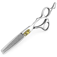 Professional 440C Thinning Scissor Hairdressing Scissors 6.5” Overall Length Stainless Steel Barber Hair Cutting Scissors for Mother Father Friends' Gifts (Yellow-02)