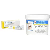 Terramycin Antibiotic Ointment for Eye Infection Treatment in Dogs, Cats, Cattle, Horses, and Sheep & Miracle Care Cat & Dog Eye Wipes Made in USA, Soft Pet Wipes for Gently Cleaning Eyes