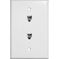 Morris 86021 Double RJ11 6 Conductor Phone Jack Wall Plate, White