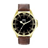 Traditional Black and Gold Batons Mens Wrist Watch 42mm Case Custom Design