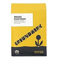 Groundwork Certified Organic Whole Bean Coffee, Black Magic Espresso, 12 oz Bag