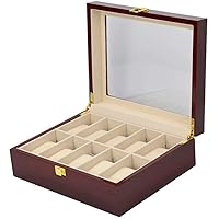 Watch Box 10 Slot Wooden Case Glass Top Jewelry Storage Organizer Wood Watch Display Box Watch Organizer Collection