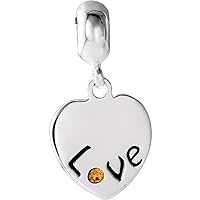 925 Sterling Silver 13mm Polished Kera Love Heart Pendant Necklace Dangle With Crystal Jewelry for Women