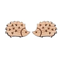 Happyyami 1 Pair Hedgehog Small Animal Wood Stud Earrings Womens Earrings Hedgehog Shape Earrings Cartilage Earrings Earings for Women Ear Studs Bamboo Pearlescent Miss Jewelry