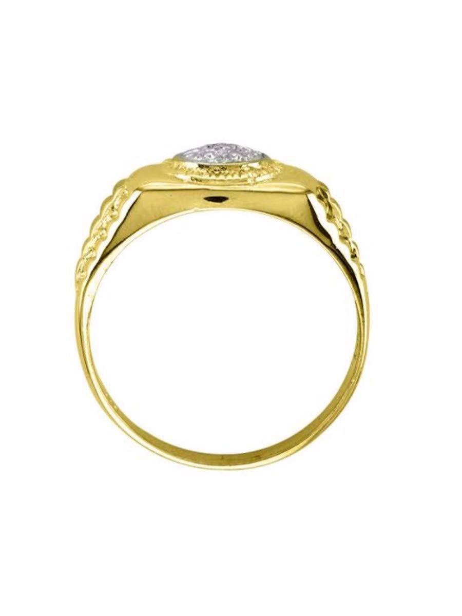 Rylos Men's Ring, a Yellow Gold Plated Silver masterpiece adorned with exquisite Diamonds. Discover designer-inspired elegance in sizes 6-13. Redefine your look with our men's silver rings.