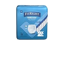 Medline FitRight Adult Incontinence Underwear, Heavy Absorbency, XX-Large, 68-80 (20 Count)