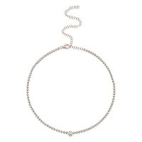 Allurez 14k Gold Diamond Bezel Setting Tennis Necklace (2.89ct)
