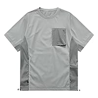 Men Tactical T Shirt Techwear Darkwear Streetwear Tshirts Patchwork Cargo Tops Hip Hop T-Shirt Tee Black