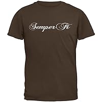 Old Glory Semper Fi Script Brown Adult T-Shirt - Medium