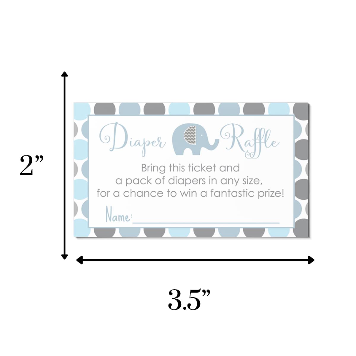 Paper Clever Party Blue Elephant Baby Shower Diaper Raffle Tickets (25 Pack) Boys Baby Shower Prize Games for Drawings - Invitation Insert Cards – Royal Prince Theme Blue - 2x3.5 Printed Set