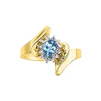 Rylos Rings for Women 14K Gold Plated Silver Ring Classic 6X4MM Gemstone & Halo of Diamond Ring Birthstone Jewelry for Women Sterling Silver Rings for Women Diamond Rings for Women Size 5,6,7,8,9,10