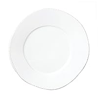 Lastra White European Dinner Plate, 10.5 Inch Stoneware Ceramic Plate, Handcrafted Dinnerware