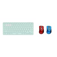 memzuoix Wireless Keyboard and 2 Mouse Set, Bluetooth Rechargeable Keyboard(Green)+ 2.4G Battery Powered Mouse with USB Receiver