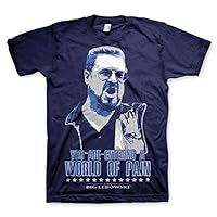 Officially Licensed Lebowski World of Pain T-Shirt (Navy Blue)