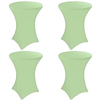 4 Pack 32x43 Inch Cocktail Table Cover Spandex Stretch Square Corners Tablecloth,Cocktail Round Table Cloth, Fitted High Top Table for Bar, Weddings, Birthday, Banquet, Party (Sage Green)