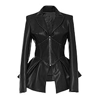 Andongnywell Clearance Womens Motorcycle Tunic Gothic Faux Leather PU Jackets Coats Shaping Biker Jacket