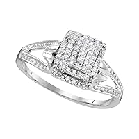 The Diamond Deal 10kt White Gold Womens Round Diamond Cluster Split-shank Ring 1/5 Cttw