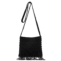 LHHMZ Women's Handwoven Shoulder Bag Crochet Woven Drawstring Bucket Bag Summer Beach Bucket Bag