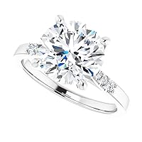 14K Solid White Gold Handmade Engagement Ring 3 CT Round Cut Moissanite Diamond Solitaire Wedding/Bridal Ring for Woman/Her Best Rings