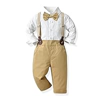 IMEKIS Baby Boys Christmas Outfit Bowtie Shirt Romper Suspenders Shorts Pants Wedding Birthday Party Tuxedo Gentleman Suit
