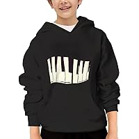 Unisex Youth Hooded Sweatshirt Piano Keyboard Cute Kids Hoodies Pullover for Teens