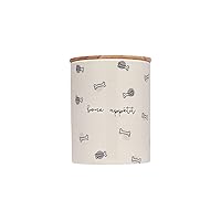 Pearhead Bone Appetite Treat Jar, Ceramic and Wood Pet Treat Canister, Modern Neutral Color Home Kitchen Accessories, Dishwasher Safe, Silicone Seal Lid For Freshness, Dog Biscuit Storage