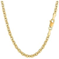 14k SOLID Yellow Gold 4.0mm Shiny Diamond Cut Cable Link Chain Necklace for Pendants and Charms with Lobster-Claw Clasp (18