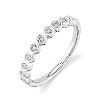 10K 14K 18K Gold Natural Diamond Bezel Set Wedding Ring Bezel Setting Diamond Half Eternity Ring Bezel Diamond Anniversary Wedding Band Promise Rings(0.17cttw, H-I,I2-I3)