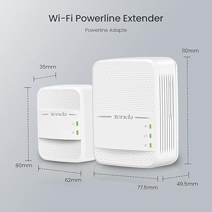 Tenda Powerline WiFi Extender (AV1000) - Powerline Ethernet Adapter with Dual Band WiFi, Gigabit Port, Plug & Play, Power Saving, Ideal for Smart TV, Online Gaming (PH10)