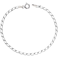 Sterling Silver Anklet Long Curb Chain 3.8 mm Nickel Free Italy, Sizes 9-9.5 inch